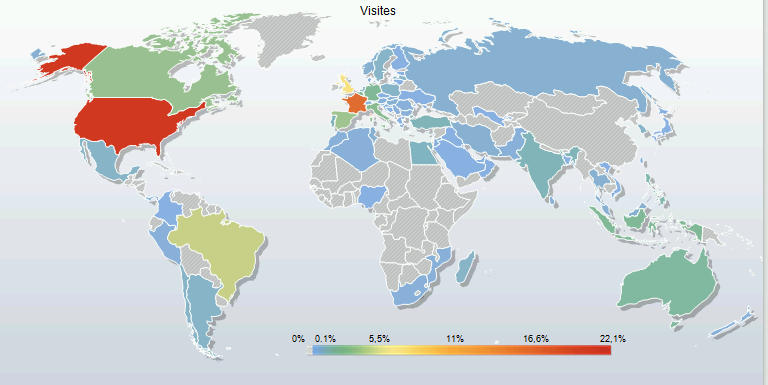 Visiting countries map