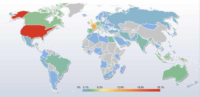 Visiting countries map